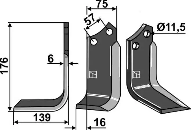 Fräsmesser 176x75mm, links